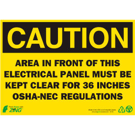 Zing Eco Safety Sign, Caution Electrical Panel, 14"W x 10"H, Recycled Aluminum