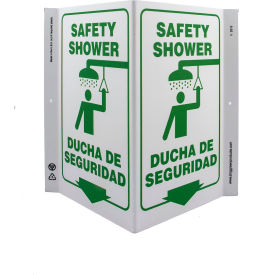 Zing Eco Safety V Sign, Safety Shower Bilingual, 10-5/8"W x 11"H, Recycled Plastic