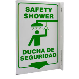 Zing Eco Safety L Sign, Safety Shower Bilingual, 8"W x 11"H, Recycled Plastic