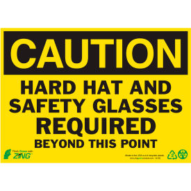 Zing Eco Safety Sign, Caution Hard Hat and Safety..., 14"W x 10"H,Recycled Polystyrene Self Adhesive