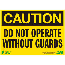 Eco Safety Sign, Caution Do Not Operate Without Guards, 14"W x 10"H, Recycled Plastic