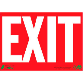 Eco Safety Sign, Exit, White on Red, 14"W x 10"H, Recycled Polystyrene Self Adhesive