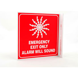 Zing Eco Safety L Sign, Emergency Exit Only, 7"W x 7"H, Recycled Plastic