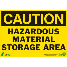 Zing Eco Safety Sign, Caution Hazardous Material Storage Area, 14"W x 10"H, Recycled Aluminum