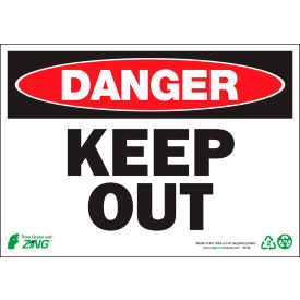 Zing Eco Safety Sign, Danger Keep Out, 14"W x 10"H, Recycled Polystyrene Self Adhesive