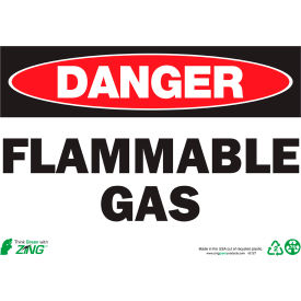 Eco Safety Sign, Danger Flammable Gas, 14"W x 10"H, Recycled Aluminum