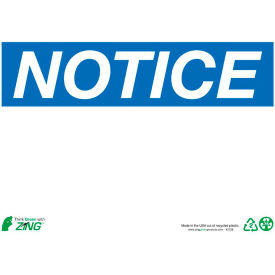 Eco Safety Sign, Notice, Blank, 14"W x 10"H, Recycled Plastic