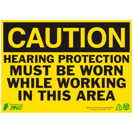 Caution Hearing Protection Must Be Worn In Area, 14"W x 10"H, Recycled Plastic