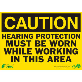 Caution Hearing Protection Must Be Worn In Area, 14"W x 10"H, Recycled Aluminum