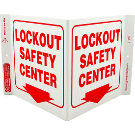 Eco Safety V Sign, Lockout Safety Center, 12"W x 7"H, Recycled Plastic