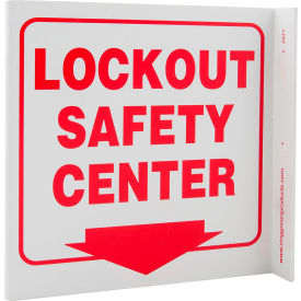 Eco Safety L Sign, Lockout Safety Center, 7"W x 7"H, Recycled Plastic