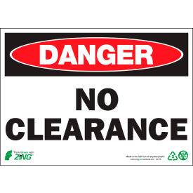 Zing Eco Safety Sign, Danger No Clearance, 14"W x 10"H, Recycled Aluminum