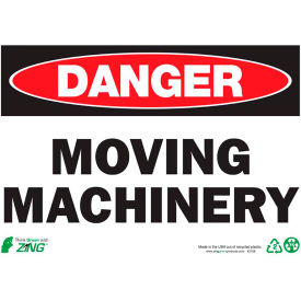Zing Eco Safety Sign, Danger Moving Machinery, 14"W x 10"H, Recycled Plastic