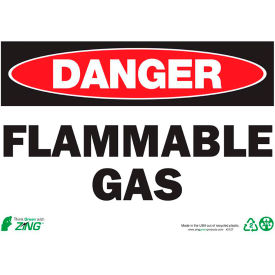 Zing Eco Safety Sign, Danger Flammable Gas, 14"W x 10"H, Recycled Plastic