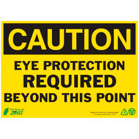 Zing Eco Safety Sign, Caution Eye Protection Required, 14"W x 10"H, Recycled Plastic