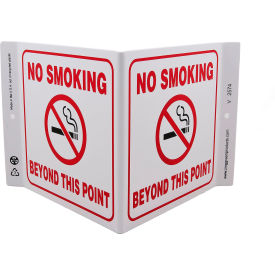 Zing Eco Safety V Sign, No Smoking Beyond Point, 12"W x 7"H, Recycled Plastic