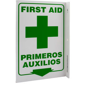 Zing Eco Safety L Sign, First Aid Bilingual, 8"W x 11"H