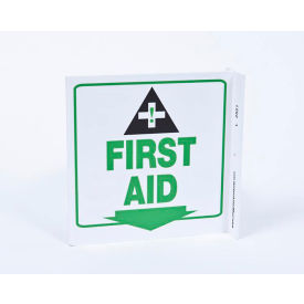 Eco Safety L Sign, First Aid, 7"W x 7"H, Recycled Plastic