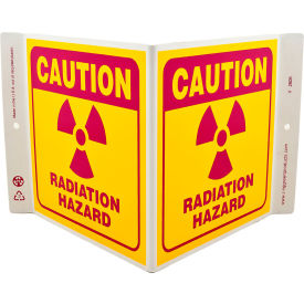 Zing Eco Safety V Sign, Radiation Hazard, 12"W x 7"H, Plastic, Red/Yellow