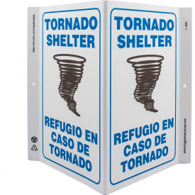 Zing Eco Safety V Sign, Tornado Shelter Bilingual, 10-5/8"W x 11"H, Recycled Plastic