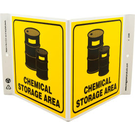 Zing Eco Safety V Sign, Chemical Storage Area, 12"W x 7"H, Recycled Plastic