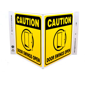 Caution Door Swings Open, 12"W x 7"H, Recycled Plastic