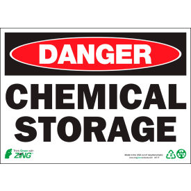 Eco Safety Sign, Danger Chemical Storage, 14"W x 10"H, Recycled Aluminum