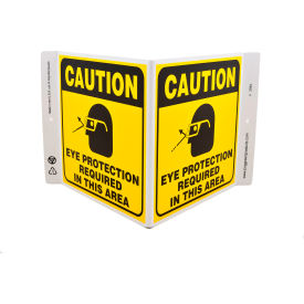 Zing Eco Safety V Sign, Caution Eye Protection Required, 12"W x 7"H, Recycled Plastic