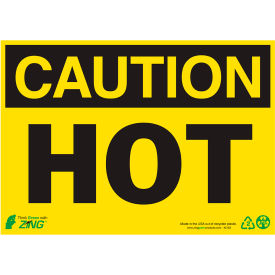 Zing Eco Safety Sign, Caution Hot, 14"W x 10"H, Recycled Polystyrene Self Adhesive