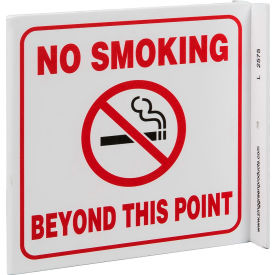 Eco Safety L Sign, No Smoking Beyond Point, 7"W x 7"H, Recycled Plastic