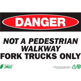 Eco Safety Sign, Danger Fork Trucks Only, 14"W x 10"H, Recycled Aluminum