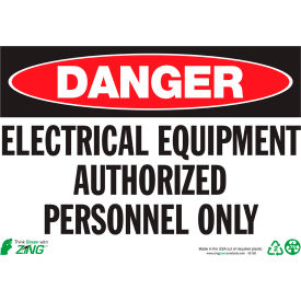 Danger Electrical Equipment Authorized Personnel Only Sign, 14"W x 10"H, Recycled Aluminum