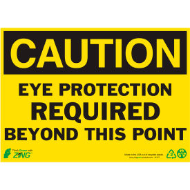 Caution Eye Protection Safety Sign, 14"W x 10"H, Recycled Polystyrene Self Adhesive