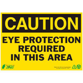 Caution Eye Protection Required In This Area Sign, 14"W x 10"H, Recycled Plastic