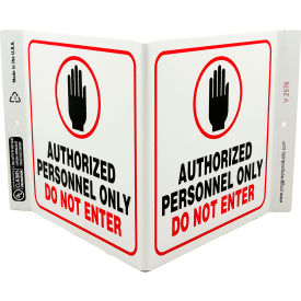 Zing Eco Safety V Sign, Authorized Personnel Only, 12"W x 7"H, Recycled Plastic