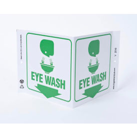Eco Safety V Sign, Eye Wash, 12"W x 7"H, Recycled Plastic