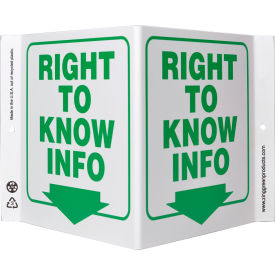 Zing Eco Safety V Sign, Right To Know Info., 12"W x 7"H, Recycled Plastic