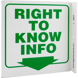 Zing Eco Safety L Sign, Right To Know Information, 7 inches W x 7 inches H, Recycled Plastic