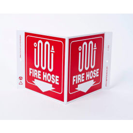 Eco Safety V Sign, Fire Hose, 12"W x 7"H, Recycled Plastic