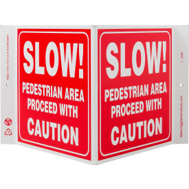 Zing Eco Safety V Sign, Slow Pedestrian Area, 12"W x 7"H, Recycled Plastic