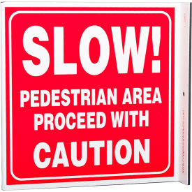 Zing Eco Safety L Sign, Slow Pedestrian Area, 7"W x 7"H, Recycled Plastic