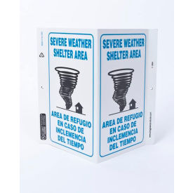 Zing Eco Safety V Sign, Severe Weather Bilingual, 10-5/8"W x 11"H, Recycled Plastic
