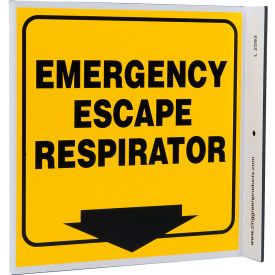 Eco Safety L Sign, Emergency Escape Respirator, 7"W x 7"H, Recycled Plastic