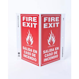 Fire Exit Bilingual, 10-5/8"W x 11"H, Recycled Plastic