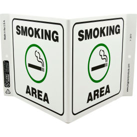 Zing Eco Safety V Sign, Smoking Area, 12"W x 7"H, Recycled Plastic