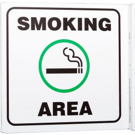 Smoking Area Sign, 7"W x 7"H, Recycled Plastic