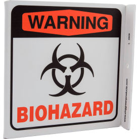 Warning BioHazard Sign, 7"W x 7"H, Recycled Plastic