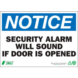 Eco Safety Sign, Notice Security Alarm Will Sound If Door Is..., 14"W x 10"H, Recycled Aluminum