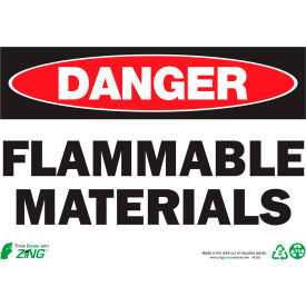 Eco Safety Sign, Danger Flammable Materials, 14"W x 10"H, Recycled Aluminum