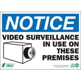 Zing Eco Safety Sign, Notice Video Surveillance, 14"W x 10"H, Recycled Polystyrene Self Adhesive